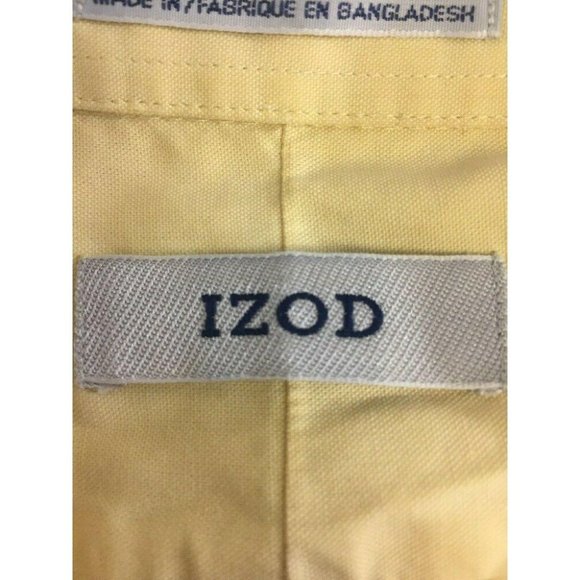 IZOD Mens Casual Button Shirt Yellow Size 17 34/35 XL L/S Cotton Easy Care - Picture 4 of 12